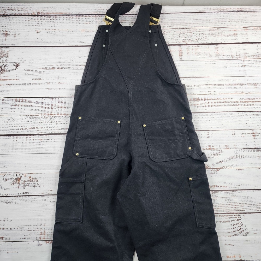 Carhartt 102776 R01-M Double Knee Duck Bib Overalls Men's 30x30 Black - Picture 7 of 9